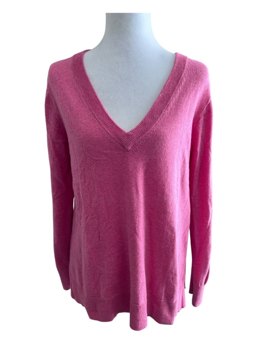 J.Crew Pink V-Neck Long Sleeve Knit Sweater - Size Medium